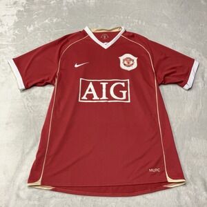Manchester United 2006-2007 Nike AIG Soccer Red Home Jersey Football Mens Size M